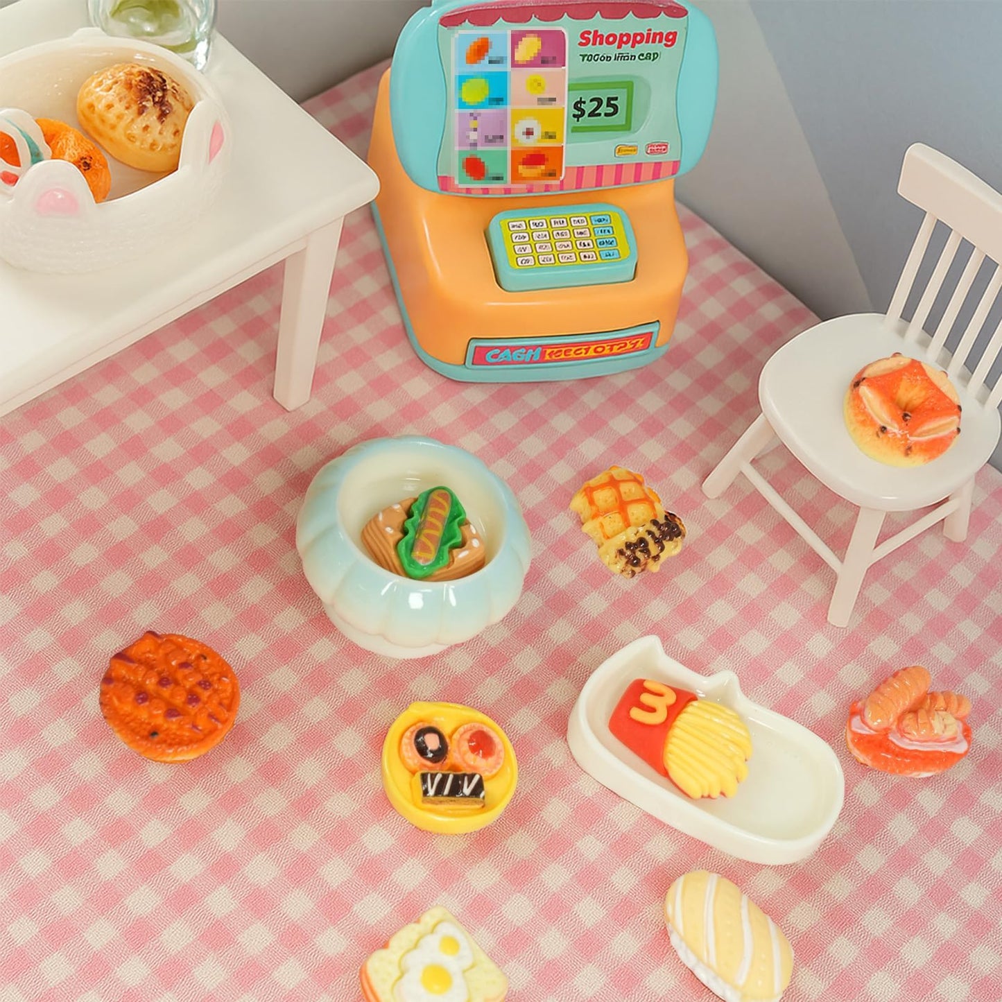 100 Pcs Miniature Food Set & Drink Bottles Realistic Resin Dollhouse Accessories 1:12 Scale Mini Food Kit for Kids Play, Collectors, Miniature Scene Kitchen Game Party Cake Bread Dessert