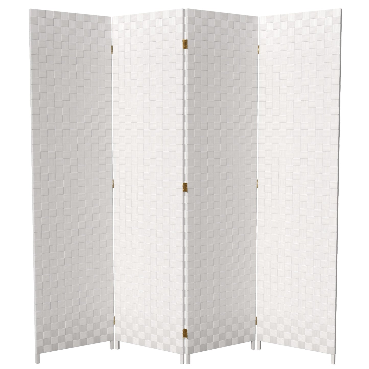 Red Lantern 6 ft. Tall Woven Fiber Outdoor All Weather Room Divider - 4 Panel - White