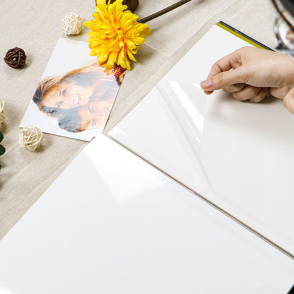 Holoary Self Adhesive Page Scrapbook Photo Album with Metallic Pen for 3x5 4x6 5x7 6x8 8x10 Hand Made DIY 40 pages Albums, Printed Kraft Paper Cover Memory Book (Wood Grain with Window)