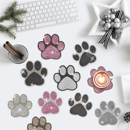 Lecqizu Diamond Art Coaster Set with Holder, DIY Sparkling Resin Painting, Gift for Family (Dog)