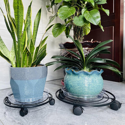 lucpur 3 Packs 13.5" Metal Plant Caddy with Wheels Large Rolling Plant Stands Indoor Wheeled Plant Dolly Heavy-duty