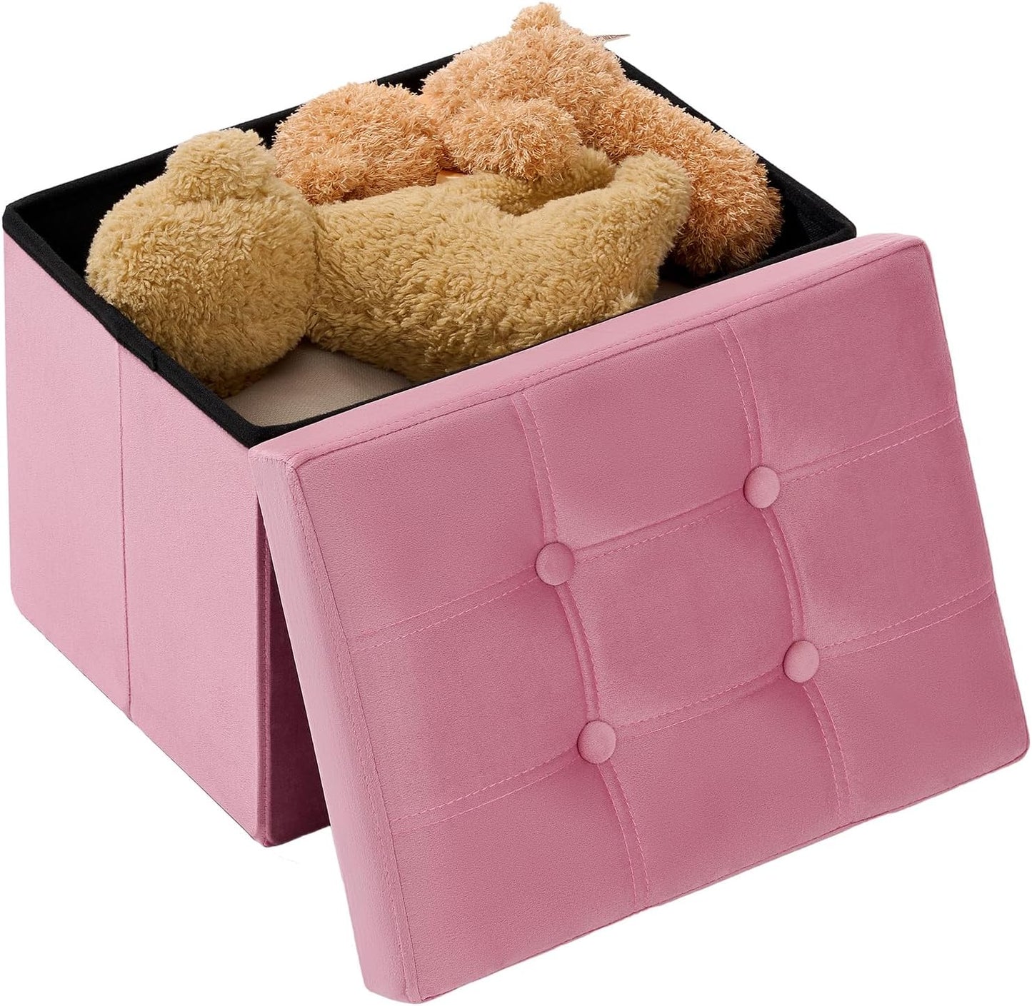 16.1 Inches Storage Ottoman Foldable Small Ottoman Foot Rest Foot Stool Velvet Ottoman with Storage for Living Room