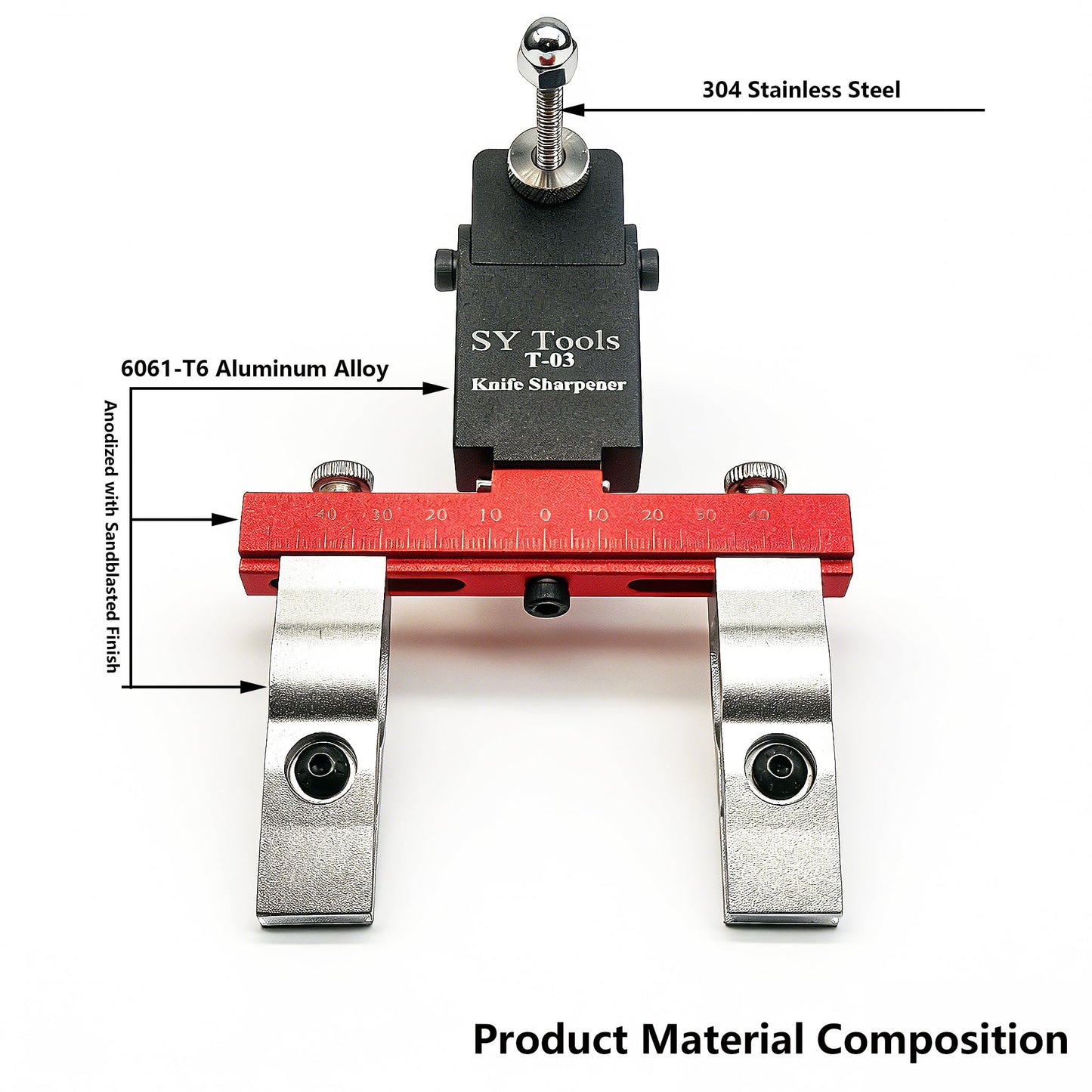 T-03 Aluminum Precision Fixed-Angle Knife Sharpener Tool Professional Knife Sharpening System | 304 Stainless Steel Knurled Nut for Angle Adjustment, 360° Flip, Laser‑Etched Angle Scale, Dual Clamps
