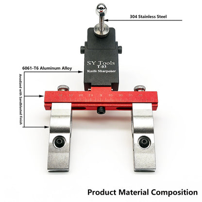 T-03 Aluminum Precision Fixed-Angle Knife Sharpener Tool Professional Knife Sharpening System | 304 Stainless Steel Knurled Nut for Angle Adjustment, 360° Flip, Laser‑Etched Angle Scale, Dual Clamps