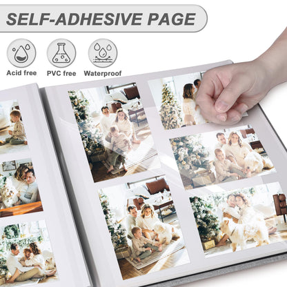 Photo Album Self Adhesive Pages for 4x6 5x7 8x10 Pictures Magnetic Scrapbook Photo Albums with Sticky Pages Books with A Metallic Pen for Baby Wedding Family 11x10.6 Yellow 40 Pages
