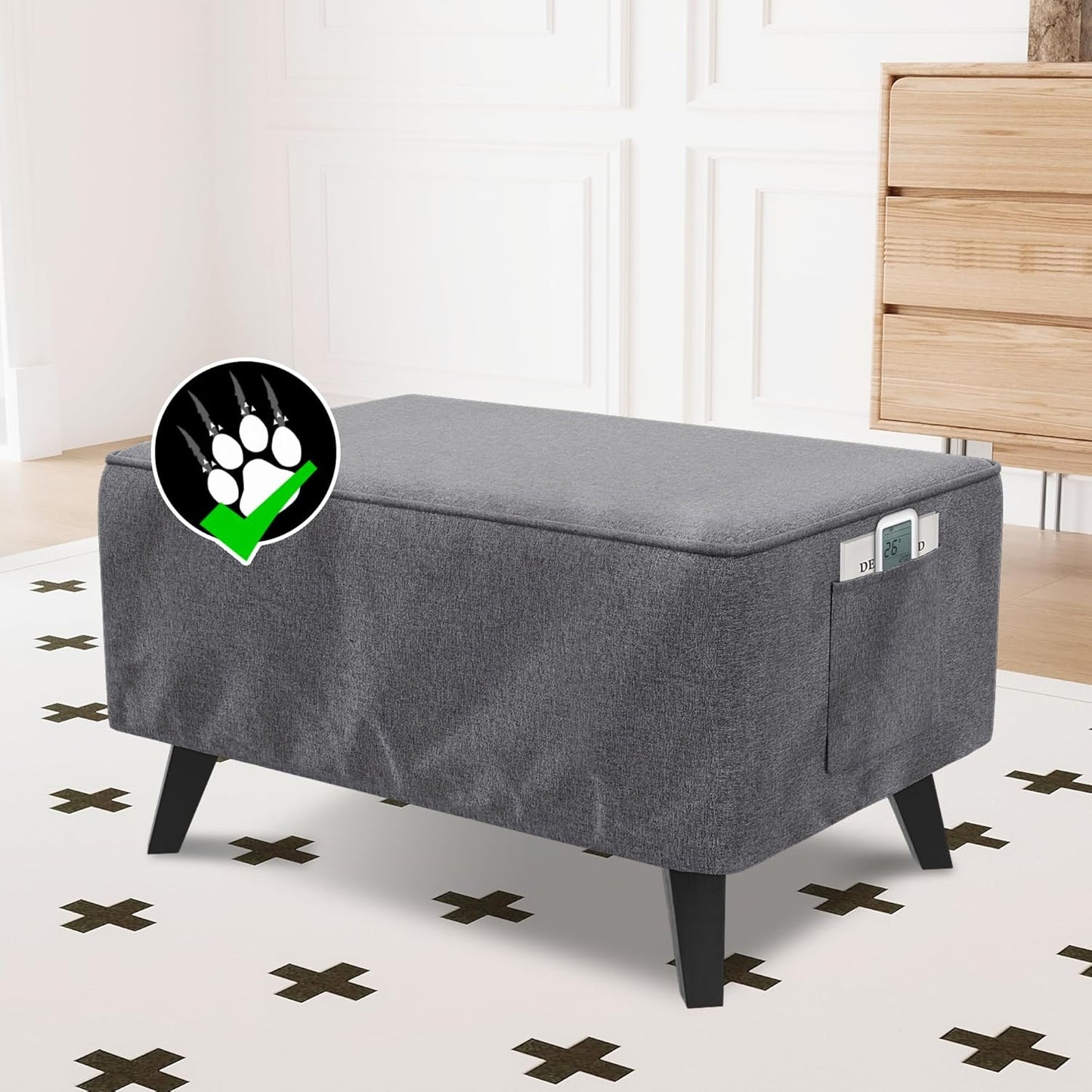 33"-34" H.VERSAILTEX Ottoman Cover Slipcover Rectangle Fit Length Footrest Sofa Slipcovers Stool Cover Footstool