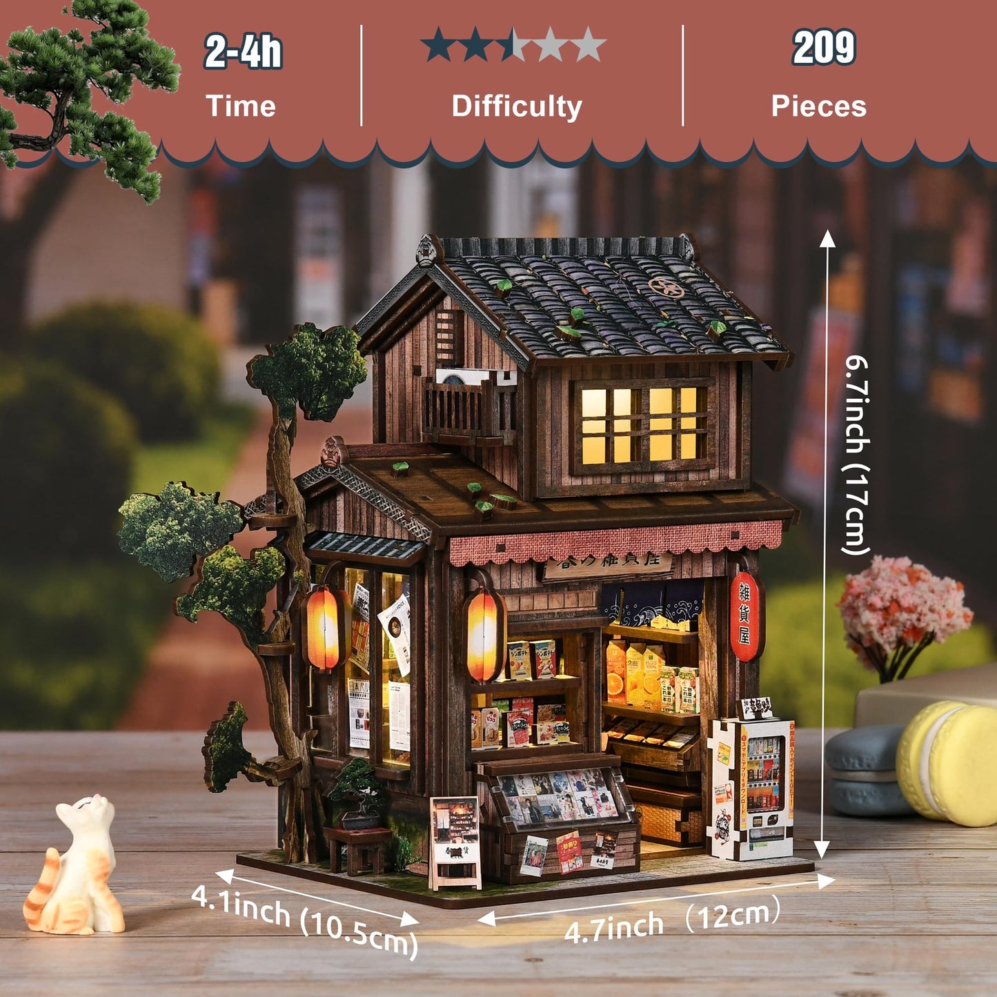 DIY Miniature House Kit, DIY Book Nook with LED Light | 3D Puzzles for Adults and Teens, Tiny House Building Kits for Bookshelf Decor, Relaxing Gift for Craft Lovers | Kasuga Grocery Store