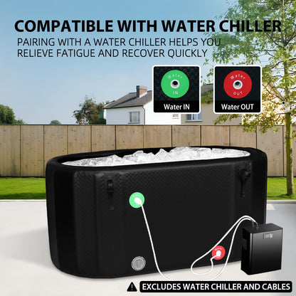 TIGERXBANG Ice Bath Tub,Inflatable Cold Plunge Tub, Water Chiller Compatible, 237.8Gallon Portable Ice Plunge Tub for Athletes, Adult Ice Bath Enthusiasts (Classic Black-Pro)