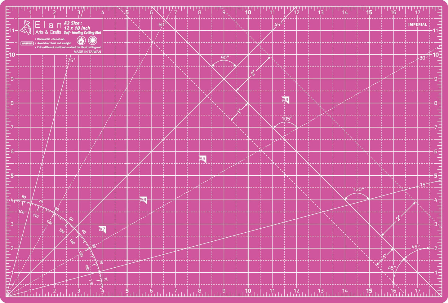 Elan Cutting Mat A3 Pink & Purple, Self Healing Cutting Mat 12x18 Inch, 5-Ply Craft Board Pink, Hobby Board for Crafts 12x18 Inch