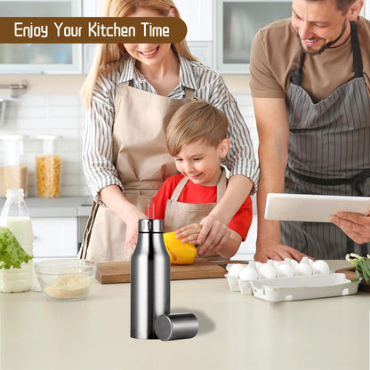 Olive Oil Dispenser Bottle Stainless Steel Leak Proof Olive Oil Decanter for Kitchen (500ML/17Oz)