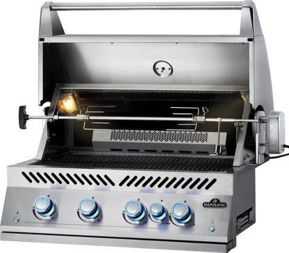 Napoleon Built-In 700 Series 32-inch Natural Gas Grill Head with Infrared Rear Burner - BIG32RBNSS-1-4 Main Burners, Infrared Rear Burner, Stainless Steel, Included Rotisserie Kit