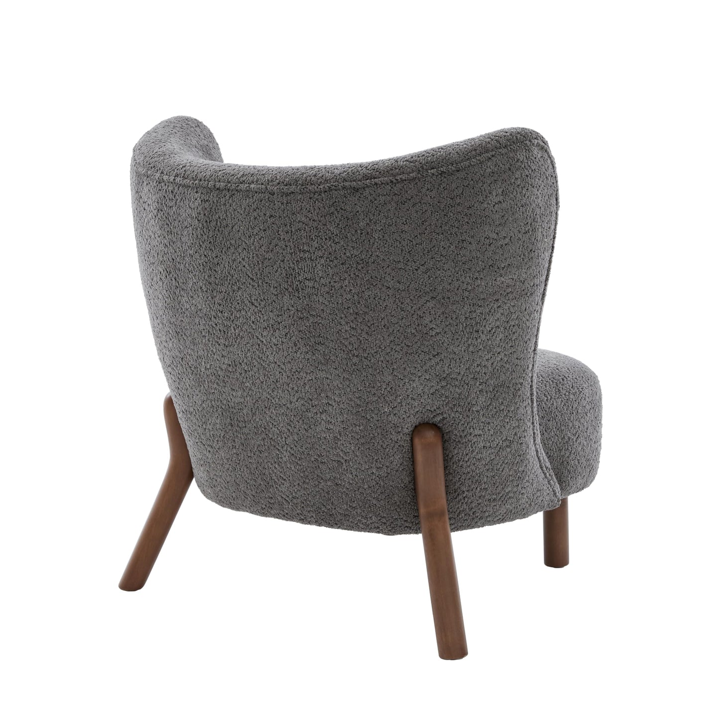 Christopher Knight Home Aurora Boucle Upholstered Wingback Accent Chair, Solid Wood Living Room Slipper Chair, Bedroom Comfy Reading Chair, Dark Grey