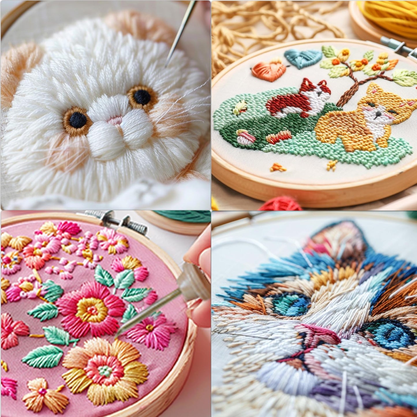 DiaWiew Punch Needle Embroidery Kit - Complete Set for Needle Punching - Includes Adjustable Punch Needle Tool and Wooden Handle Embroidery Pen Set - Ideal for Adults Beginners