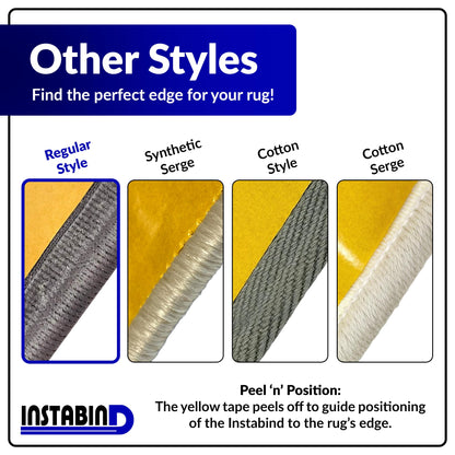 Instabind 54 ft Roll Premium Carpet Edge Binding – Regular Style Carpet Edge Trim - Do-It-Yourself Glue On Rug Edging - Durable & Easy Finishing for Rug Edges - USA Made Flooring Products, Malt