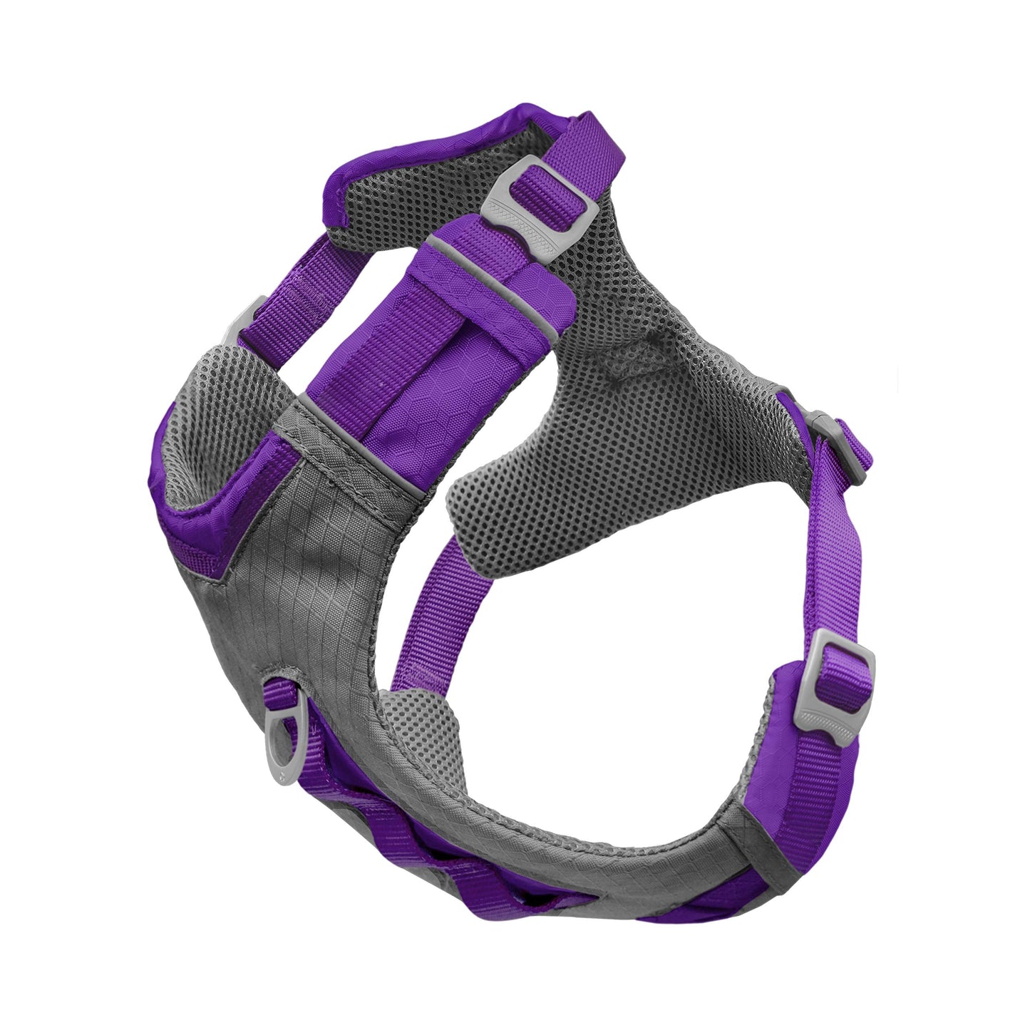 Kurgo Journey Air Dog Harness, Vest Harnesses for Dogs, Pet Hiking Harness for Running & Walking, Reflective, Padded, Includes Control Handle, No Pull Front Clip (Purple, Large)