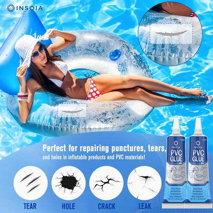 15 ML 4 Swimming INSOIA Pool Liner Patch, Air Mattress Repair Kit x Waterproof Vinyl Repair Patch Kit for Inflatables