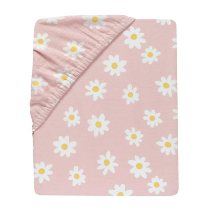 Lambs & Ivy Daisy Dreams Breathable 100% Cotton Baby Fitted Crib/Toddler Sheet