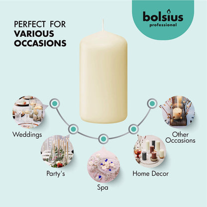 Bolsius Ivory Pillar Candles – 2x3 Inches – 20 Pack Unscented – Premium European Quality – Dripless, Smokeless, and Clean Burning Household Candles – Perfect for Wedding, Party, Dinner, And Home Décor