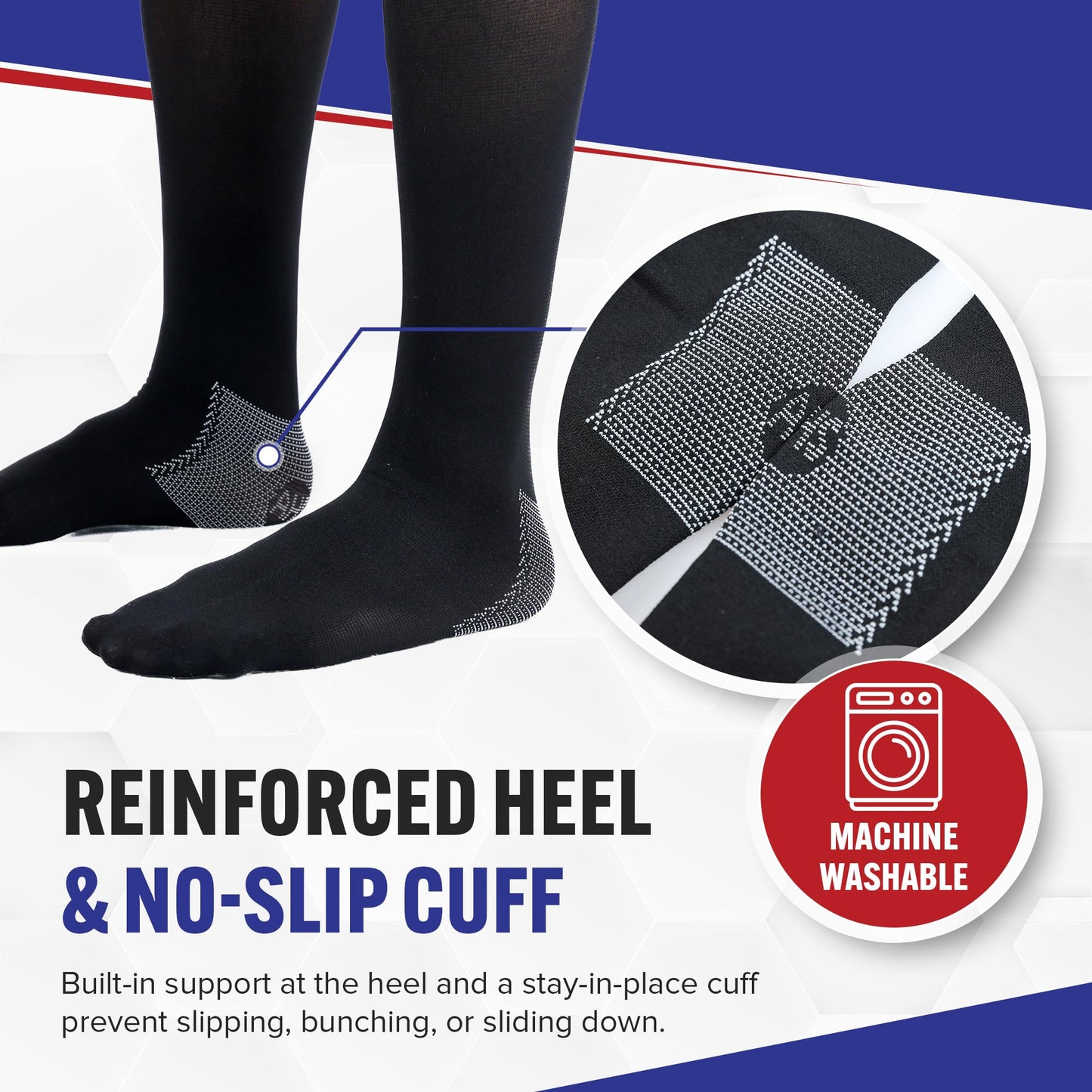 American Hospital Supply – Knee High Compression Socks – 15–20 mmHg, Black, Medium – Lightweight Medical Stockings for Daily Wear – Pack of 3 Pairs