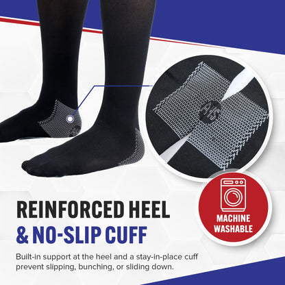 American Hospital Supply – Knee High Compression Socks – 15–20 mmHg, Black, Medium – Lightweight Medical Stockings for Daily Wear – Pack of 3 Pairs