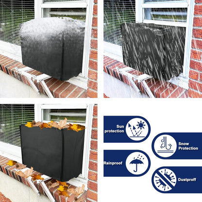 600D Outdoor and Indoor Air Conditioner Covers for U-Shaped Window Units, Adjustable Hook and Loop Straps, Dust-Proof