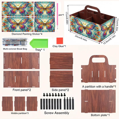 LSQFS DIY Diamond Painting Storage Box, Wooden Multi-Grid Organizer with Handle, Portable Desktop Caddy for Art Kits, Craft Tools, Makeup Brushes, Stationery Home Office