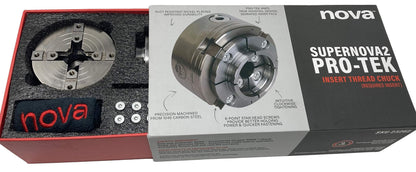 Nova 23262 Premier Pro-Tek Supernova 2 Wood Lathe Chuck Kit with Pro-Tek 2" Jaw Set, Woodworm Screw, & accessories, bundled with Nova ILNS 1-1/4" x 8tpi Insert