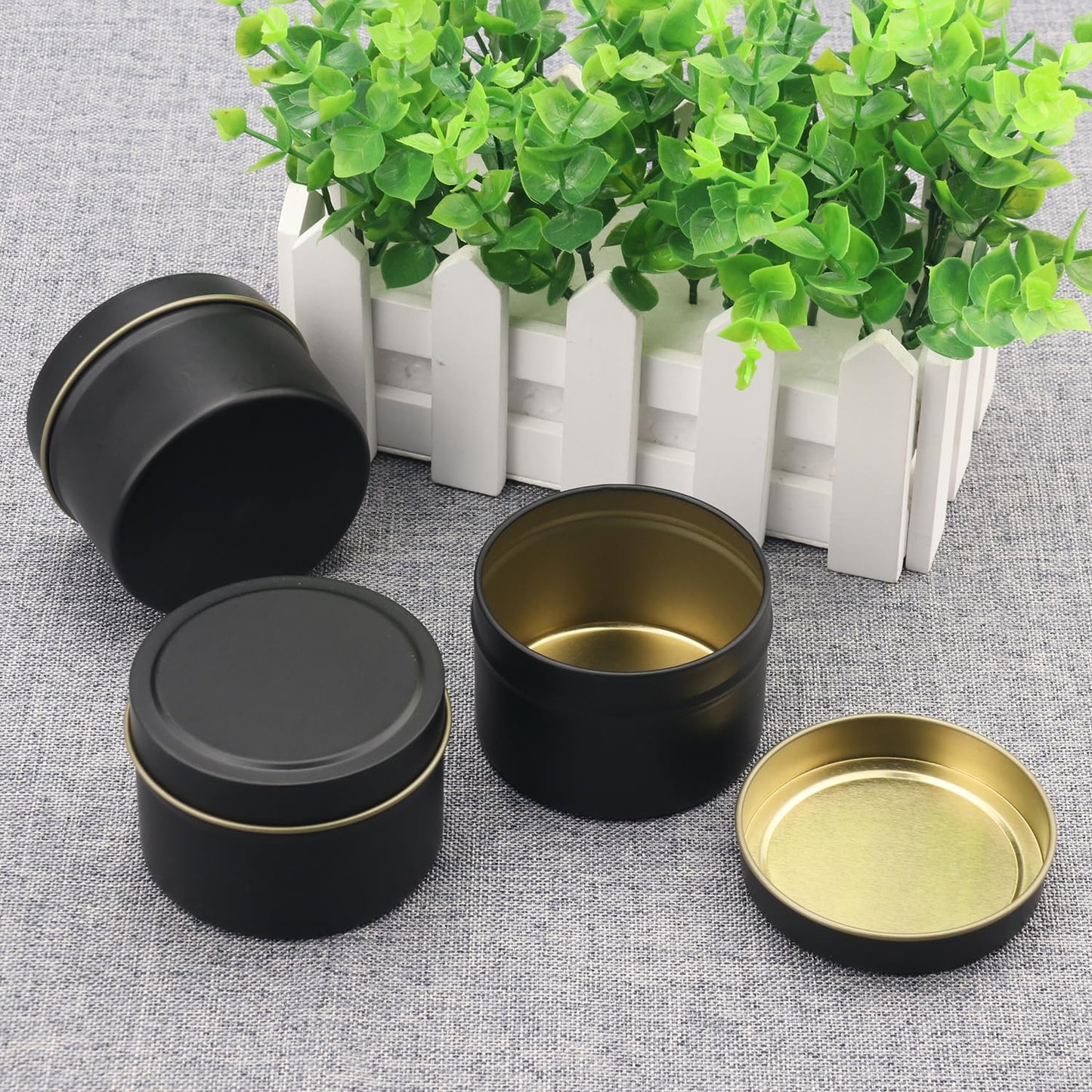 GENHAKON 24 Packs 4 oz Black Candle Tins, Bulk Candle Making Tins, Candle Jars, Candle Containers for Making Candles