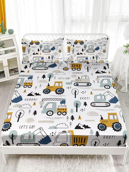 Datura home Set 4Pcs Set 1 1 2 Woodland Construction Sheets for Kids,Cartoon Excavator Truck Lifter Print Sheet