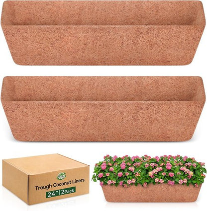 Halatool 24-Inch Coco Fiber Window Box Liners - Natural Coconut Coir Planter Replacement for Hanging Baskets & Pots