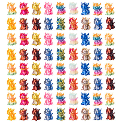 Teenzee 100pcs Mini 3D Printed Animals Tiny Dragon Plastics Figures Miniature Little Small Animals Figurines Bulk for Micro Fairy Garden Landscape Accessories Hide Crafts Decor Aquarium