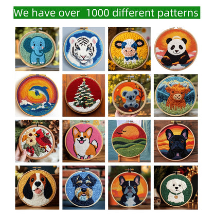 DIY Punch Needle Kits Cute Cartoon Penguins Family with Snow Mountain Embroidery Punch Needle Starter Craft with Hoop Easy for Beginners for Festival t and Decoration 20x20cm-3