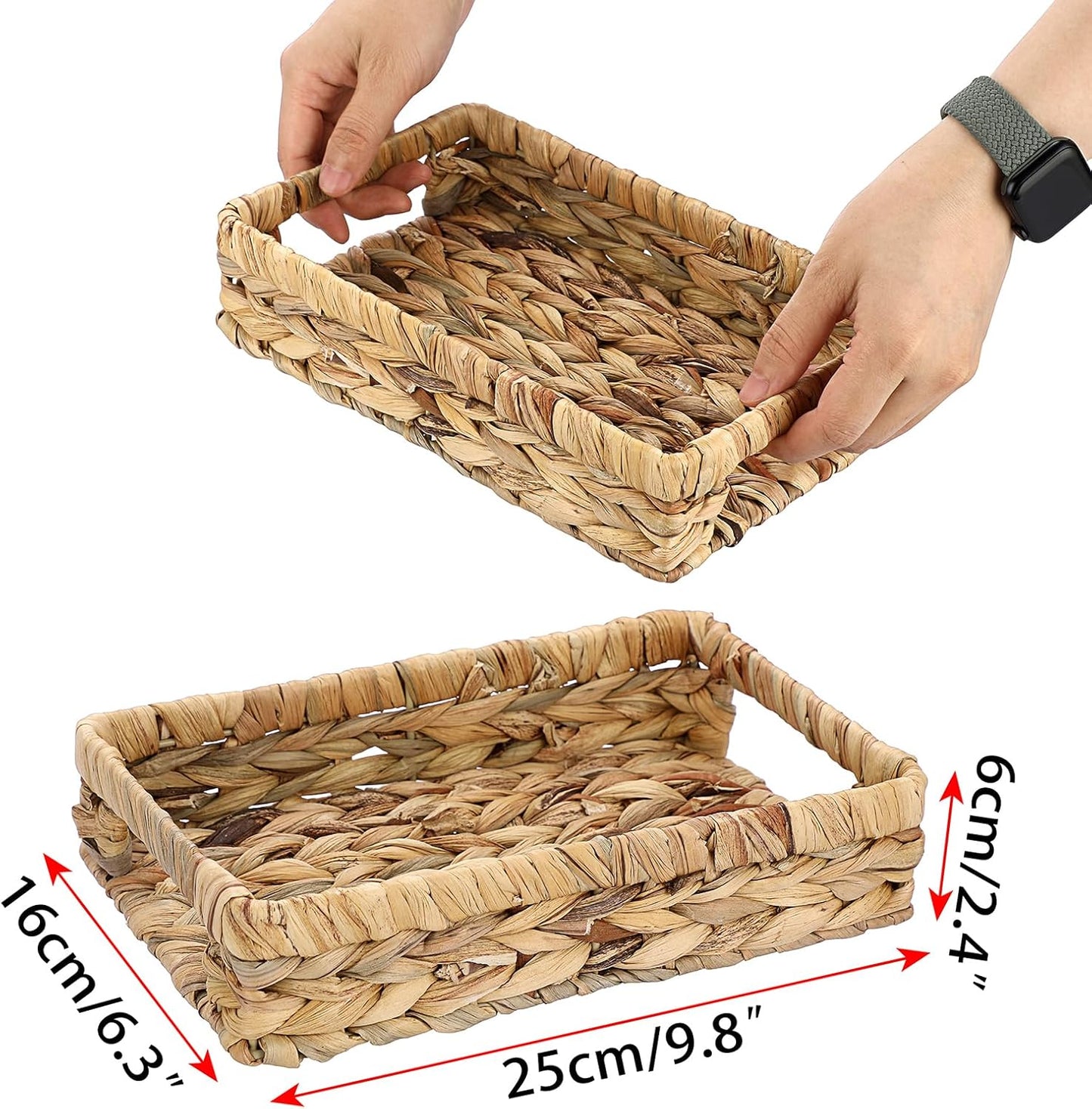 Sumnacon 9.8 Inch Bathroom Tray for Counter, Wicker Toilet Tank Organizer, Decorative Tray for Bathroom, Kitchen,