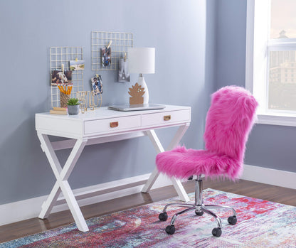 Linon Connor White Writing Desk with Two Drawers
