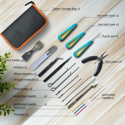 Candle Making Kit for Adults Beginners with Storage Bag, Candle Making Supplies Used for Punching and Inserting Candle Mold Wicks, Candle Making Tools Including Punching Needle with Hook and Large Eye