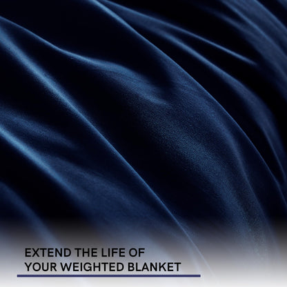 YnM Exclusive Cotton Duvet Cover for Weighted Blankets with 16 Strings (Navy, 60"x80")