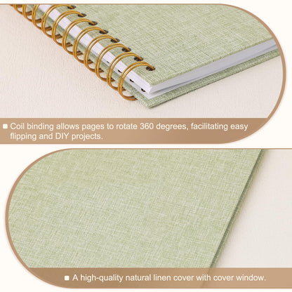 Scrapbook Photo Album 8x8 Inches 40 Pages Hardcover Kraft Paper Linen Cover Scrap Book Memory Book DIY Scrapbook Albums for Wedding Baby Boyfriend Travel Anniversary Family, GrassGreen