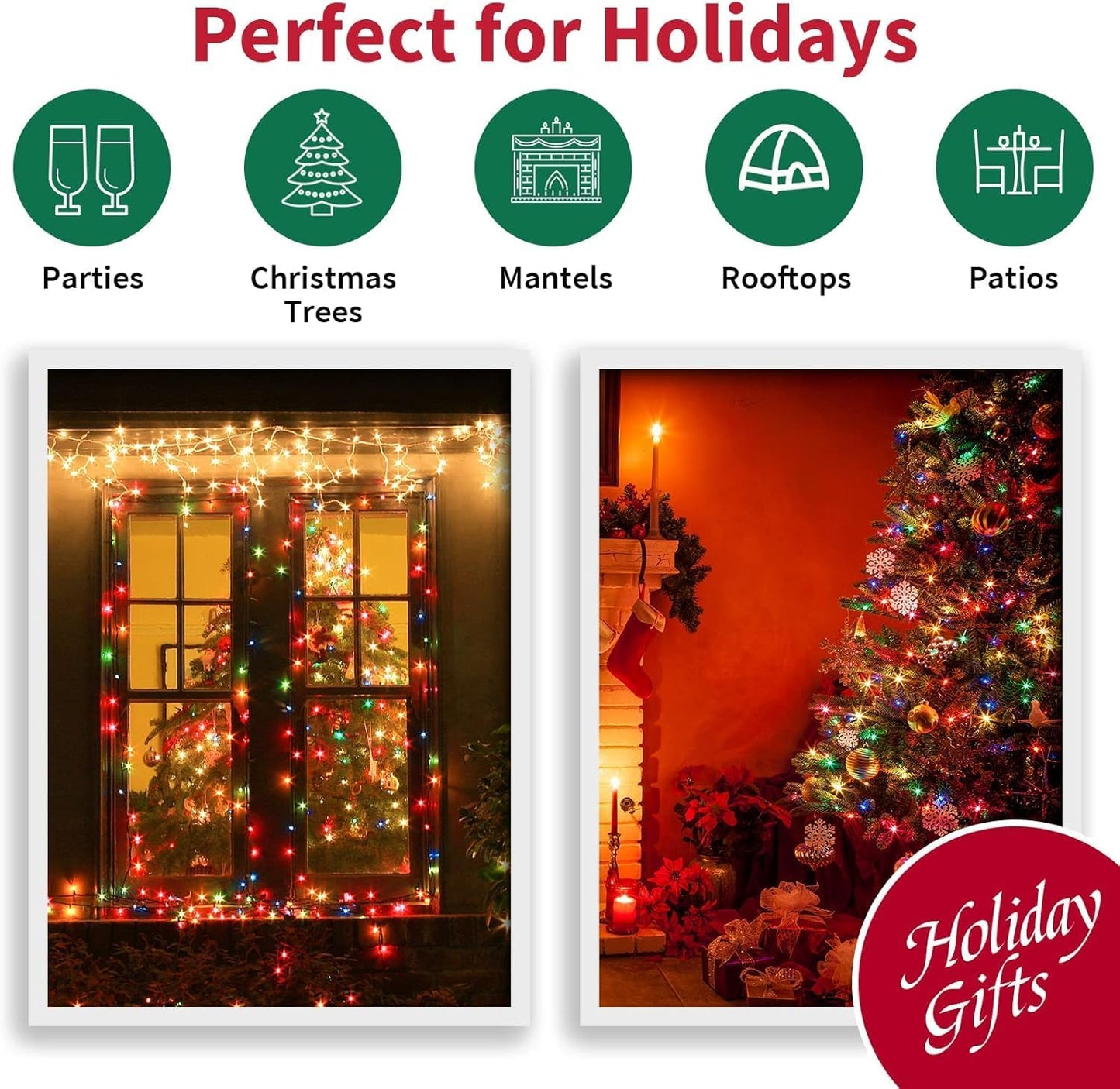 200LED 66FT LAMPHOME Multicolor Christmas Mini String Lights,Plug in Waterproof Connectable LED Fairy Lights,Indoor