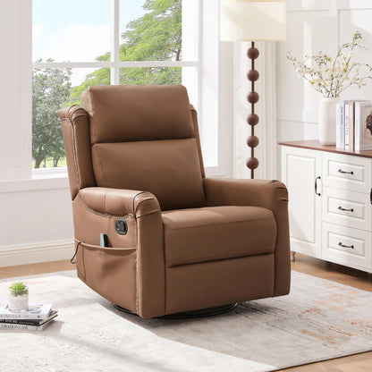 Christopher Knight Home Bailey American Massage Chair Recliner, Manual Swivel Rocker Recliner Chair with Massage and Heat, PU Leather Recliner Chair for Adults, Easy Move Design for Home Office, Brown