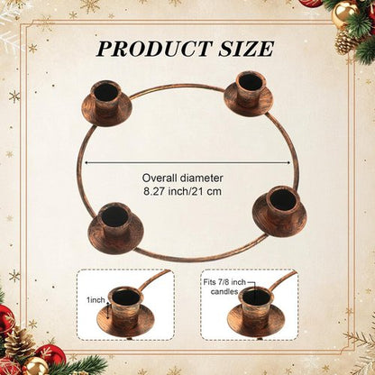 Chengu Christmas Advent Candle Holder - Elegant Metal Taper Stand for 4 Candles | Bronze Holiday Decor