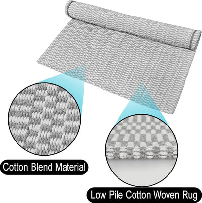 Small Door Mat Front Porch Rug, Washable 2'x3' White Gray Striped Cotton Rug for Bathroom Kitchen Laundry Room Indoor