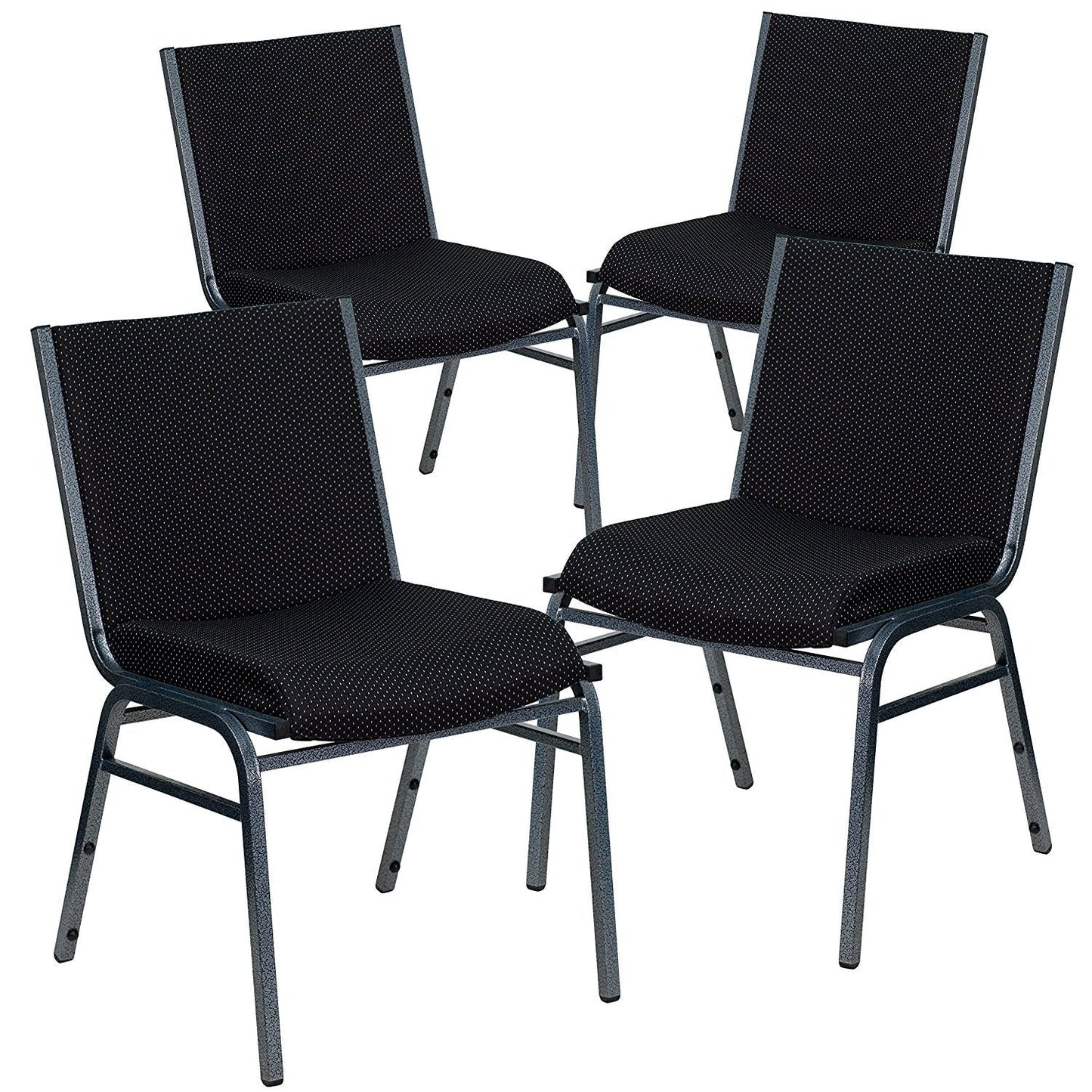 Flash Furniture 4 Pack HERCULES Series Heavy Duty Black Dot Fabric Stack Chair