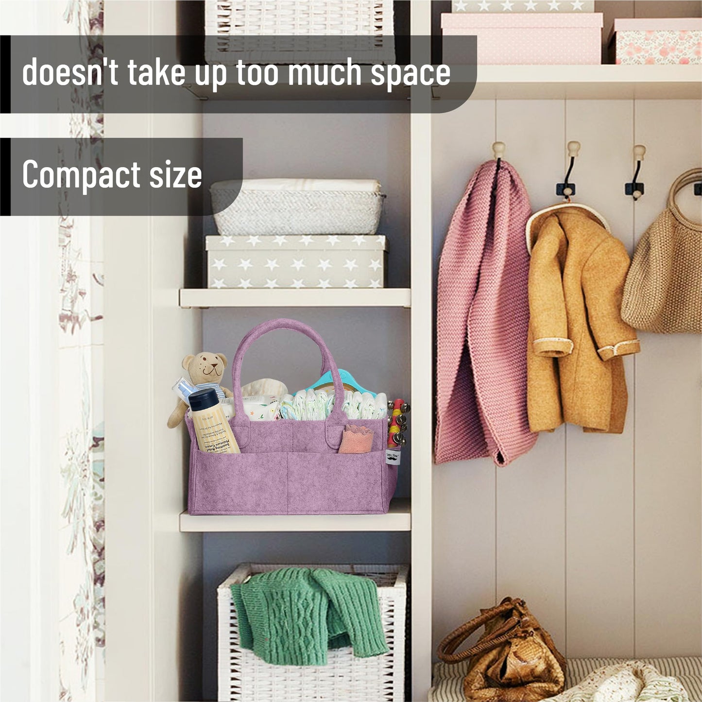 Mr. Pen- Baby Diaper Caddy Organizer, Orchid Mist, Nursery Storage Bin and Car Organizer for Diapers and Baby Wipes