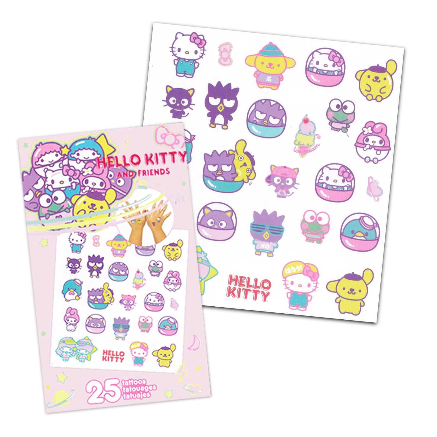 Hello Kitty and Friends Neck Pillow and Blanket Set - Bundle with Hello Kitty Travel Neck Pillow, My Melody Fleece Blanket, Tattoos, Sticker Activity Book, More | Hello Kitty Travel Accessories