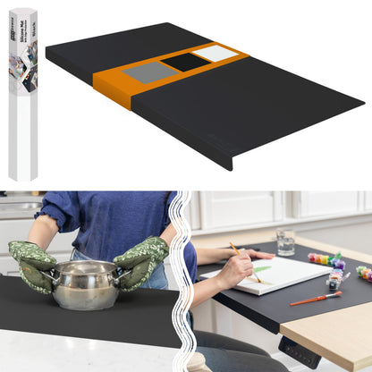 Extra Large Silicone Mats for Crafts with "Edge Protection" – Silicone Table Mat – Multipurpose Heat Resistant Silicone Mat – No Folds or Wrinkles – 1.4mm Thick, 36"x24", Black