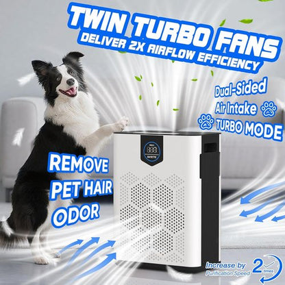 DAYETTE Air Purifier - HEPA 14 Filter for Large Rooms Up to 3000 Ft² | Pet-Friendly Air Cleaner in White
