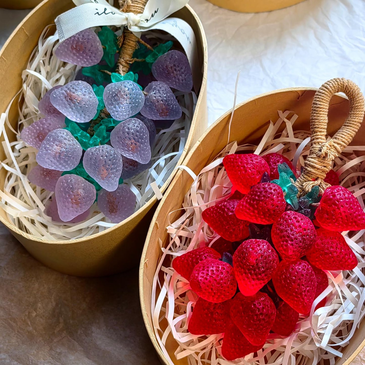3D Strawberry Grape Silicone Molds, 3 Sets Strawberry Soap Candle Molds with 3 Leaf Molds & 200Ft White Cotton Rope for Soap Making, Scented Candle DIY & Craft Gifts