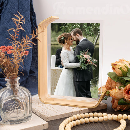 Framendino, 2 Pack Wood Picture Frame 5x7 Inch Acrylic Wooden Photo Floating Herbarium Display Frames for Wedding Party Home Decor