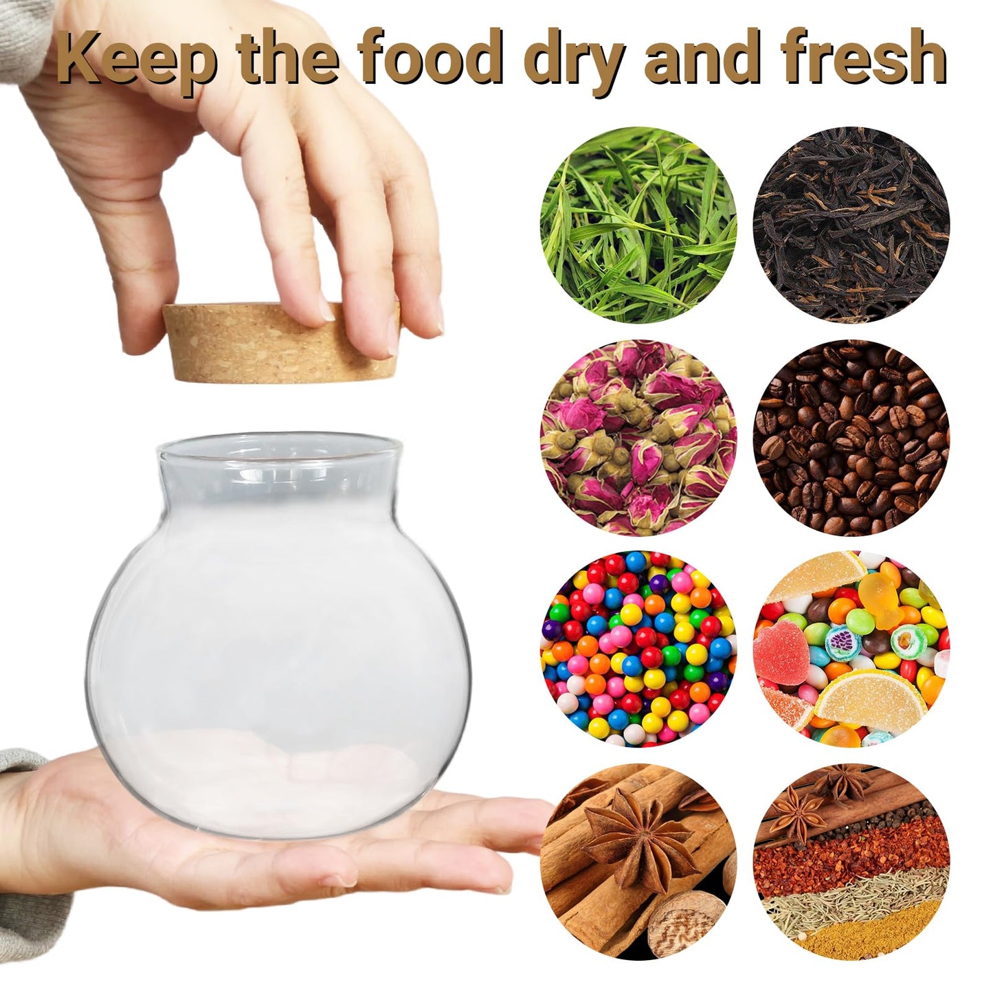 wangsdjy 17oz Glass Jars with Airtight Cork Lids,Wedding Candy Jar,Glass Storage Jars Great Ideal for Kitchen Storage, Tea, Biscuits, Cereals, Flour, Beans, Spices, Coffee Beans (2)