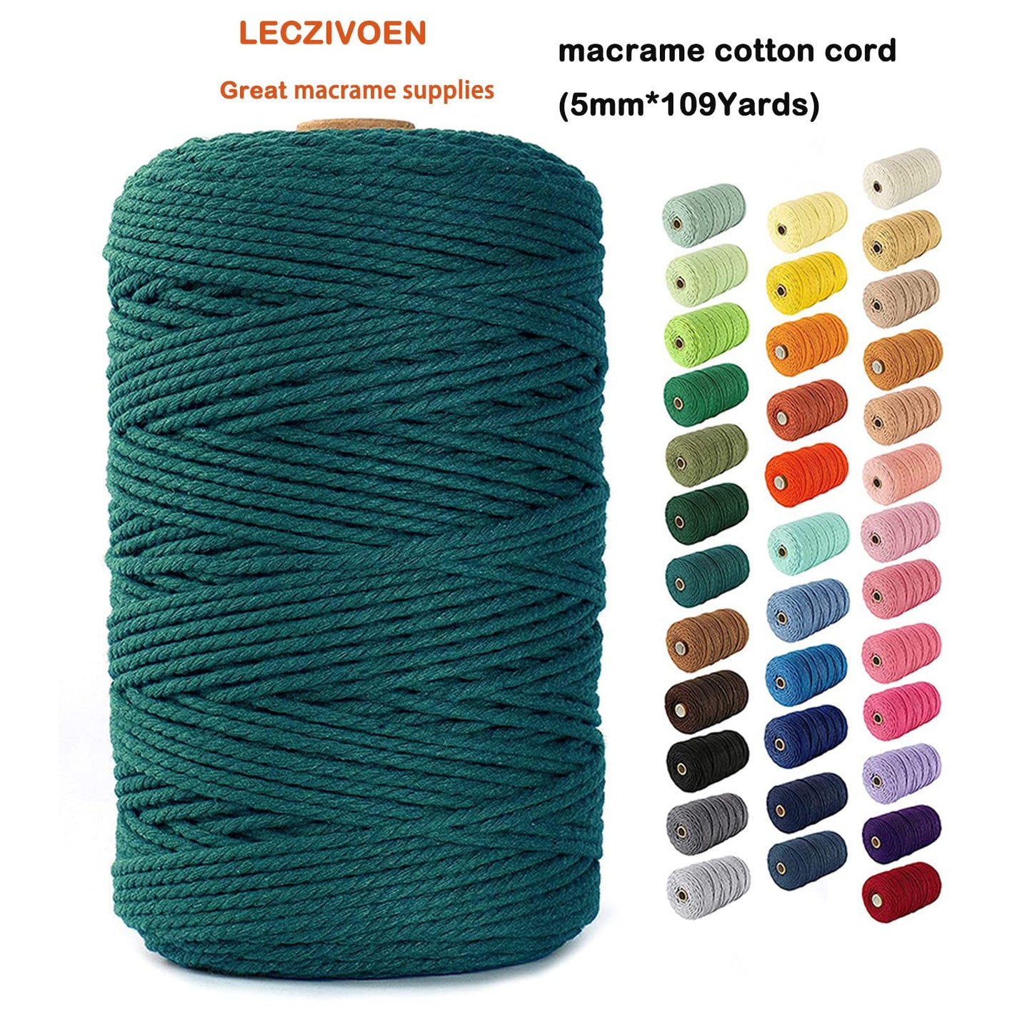 Macrame Cotton Cord, 4 Ply Twisted Macrame Yarn, Natural Cotton Cord Perfect Macrame Supplies for Macrame Plant Hangers DIY Crafts (Purple, 5mm*109Yards)
